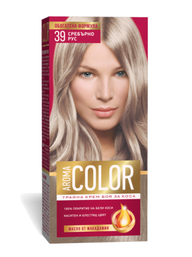 БОЯ ЗА КОСА AROMA COLOR № 39 СРЕБЪРНО РУС