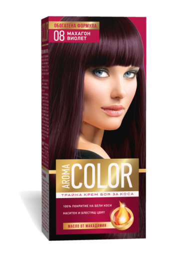 БОЯ ЗА КОСА AROMA COLOR № 08 МАХГОН ВИОЛЕТ