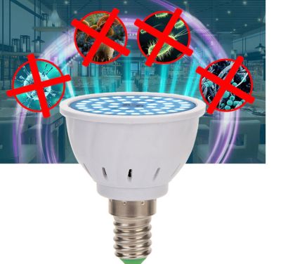 Бактерицидна UVC лампа LED UV Дезинфекционна  стерилизационна  лампа гемацидна крушка ултравиолетова светлина  220V E14