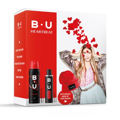 B.U Heartbeat Подаръчен комплект Тоалетна вода 50мл + Дезодорант спрей 150мл + Шапка