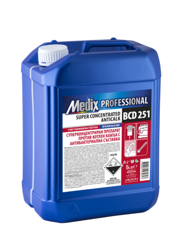 Medix Professional  SUPER CONCENTRATED ANTICALK BCD 251 Суперконцентриран силнокиселинен препарат против котлен камък с антибактериална съставка 5 л.
