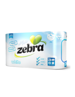 Zebra White 6 Трипластова бяла целулозна хартия 6бр