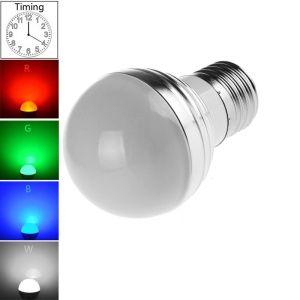 RGB LED КРУШКА С ДИСТАНЦИОННО УПРАВЛЕНИЕ Е27 цокъл 5W - 220 V В РАЗЛИЧНИ ЦВЕТОВЕ - СРЕБРИС