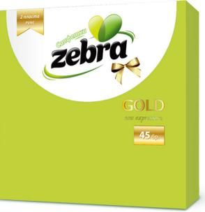 Салфетки 33/33 Zebra двупластови - gold - бели-45бр