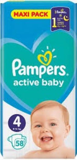 Pampers Active Baby S 4 7-14кг 58бр.