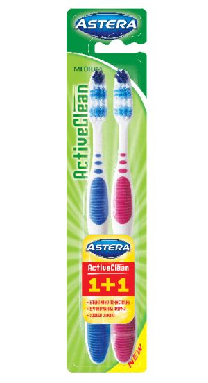ЧЕТКА ЗА ЗЪБИ ASTERA ACTIVE CLEAN - MEDIUM 1+1