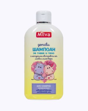 Milva Детски шампоан за глава и тяло с натурални съставки от лайка и алое вера 200 мл