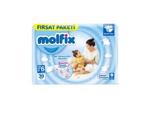 Molfix Бебешки памперс пелени 3D р-р 6 /15+кг/ 38бр.