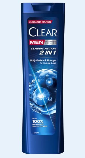 Clear Classic Action 2in1 Шампоан и балсам против пърхот за мъже 225мл