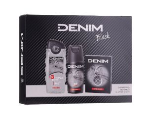 DENIM Black Мъжки Комплект Афтършейв 100 мл + Дезодорант 150 мл + Душ - гел 250 мл